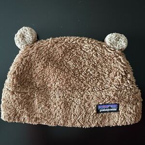 Patagonia Furry Friends Tan Fleece Beanie with Ear Accents